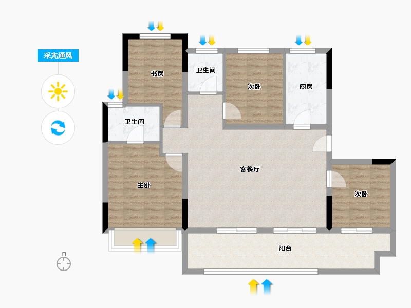 江苏省-镇江市-路劲港欣城-104.00-户型库-采光通风