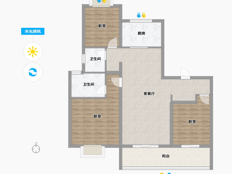 江苏省-镇江市-旭辉·宸悦赋-100.00-户型库-采光通风