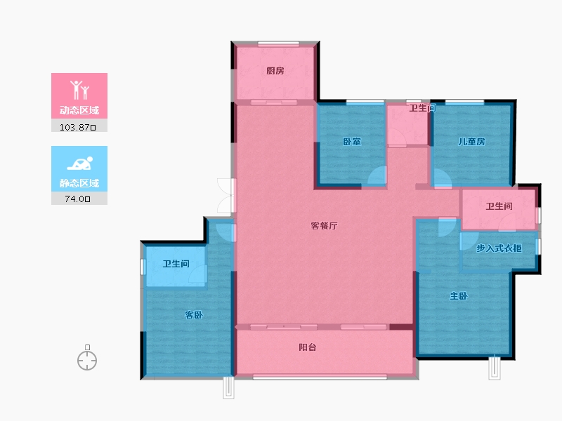 河南省-洛阳市-凯瑞国宝红瞰-161.68-户型库-动静分区