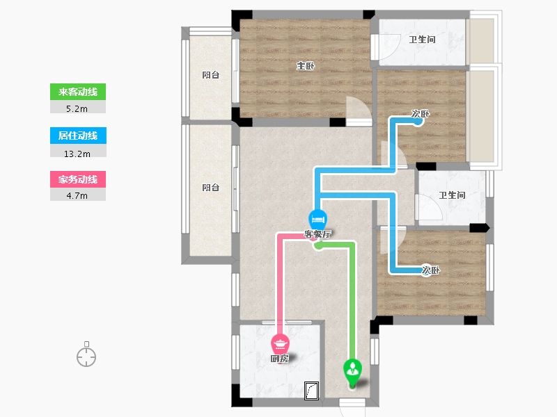 贵州省-贵阳市-碧桂园大学印象-84.86-户型库-动静线