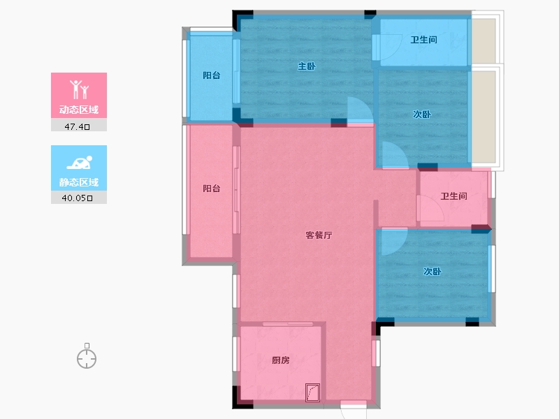 贵州省-贵阳市-碧桂园大学印象-84.86-户型库-动静分区