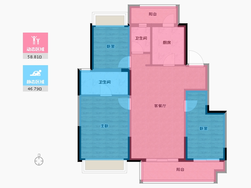 江苏省-镇江市-新城碧桂园樾林苑-94.40-户型库-动静分区