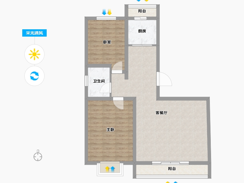 内蒙古自治区-乌兰察布市-文德世家-74.46-户型库-采光通风