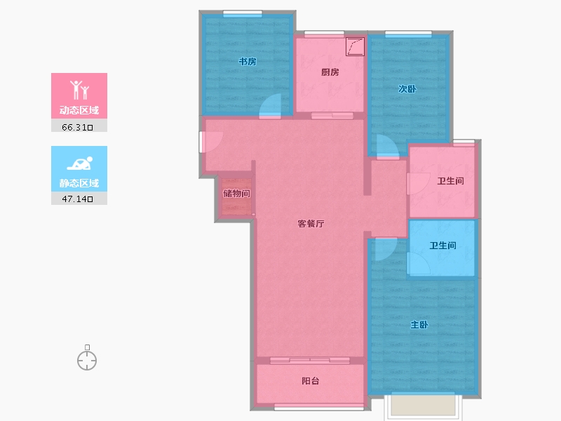 陕西省-咸阳市-玺园-101.45-户型库-动静分区