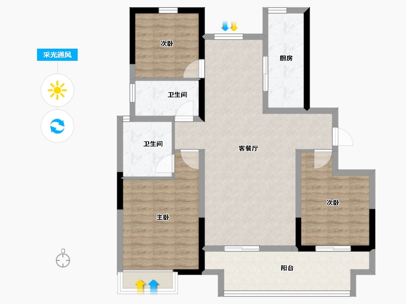 山东省-德州市-百合新城·智信园-99.30-户型库-采光通风