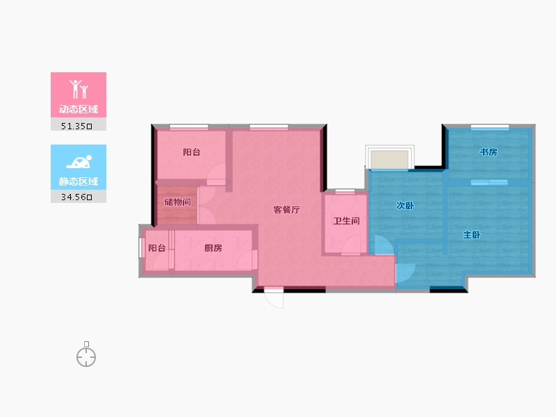 四川省-德阳市-蔚蓝凤凰岛-75.83-户型库-动静分区