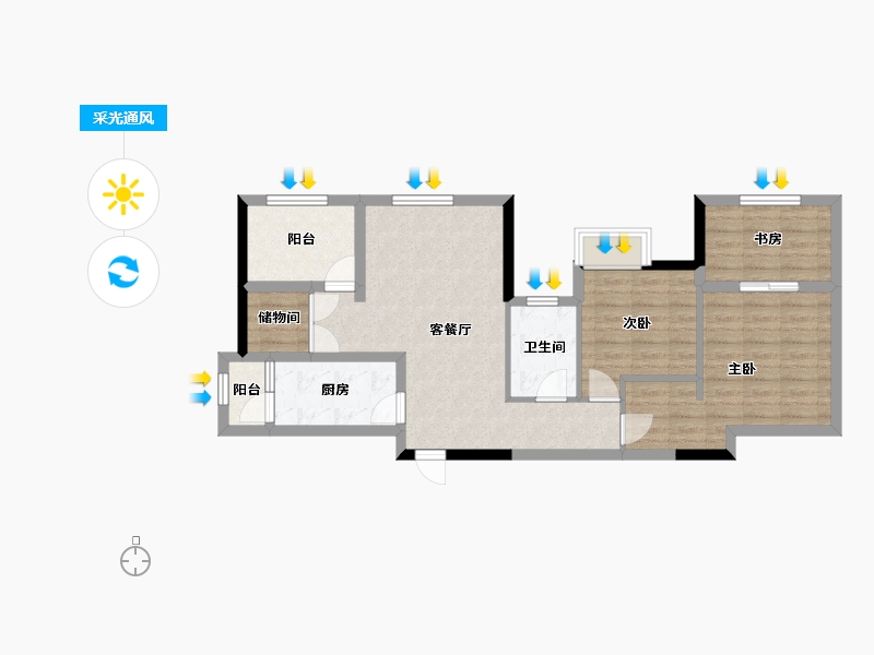 四川省-德阳市-蔚蓝凤凰岛-75.83-户型库-采光通风