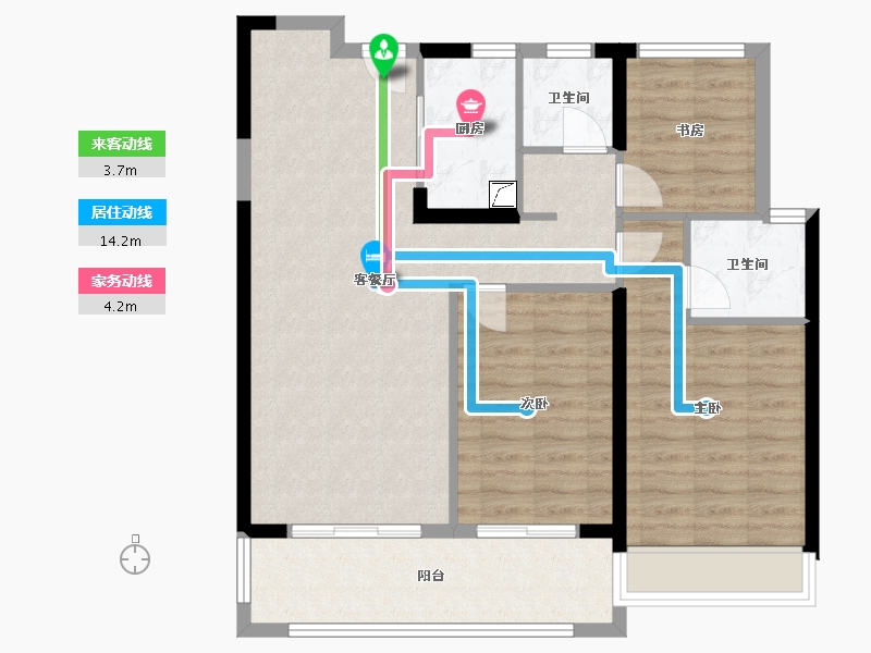 安徽省-亳州市-玉辉公馆-95.00-户型库-动静线