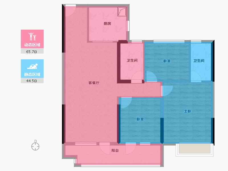 山东省-烟台市-碧桂园凤凰铭著-98.60-户型库-动静分区