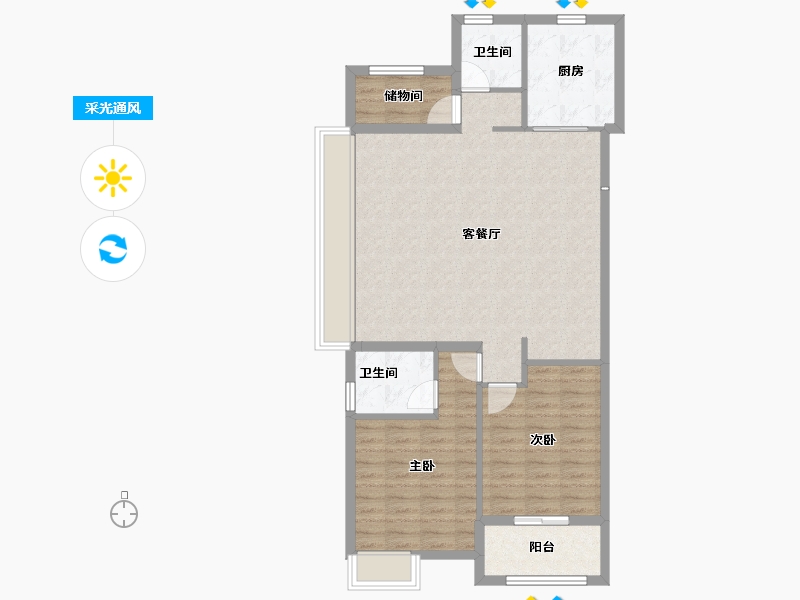 山东省-德州市-蓝镇桃源春晓-92.26-户型库-采光通风