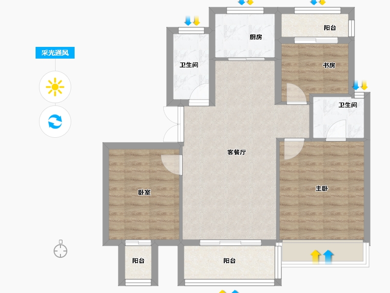 安徽省-巢湖市-中顺观澜府-74.46-户型库-采光通风