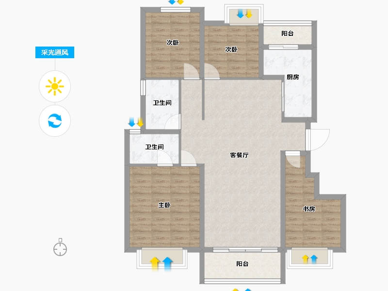 四川省-成都市-新城金樾世家-104.73-户型库-采光通风