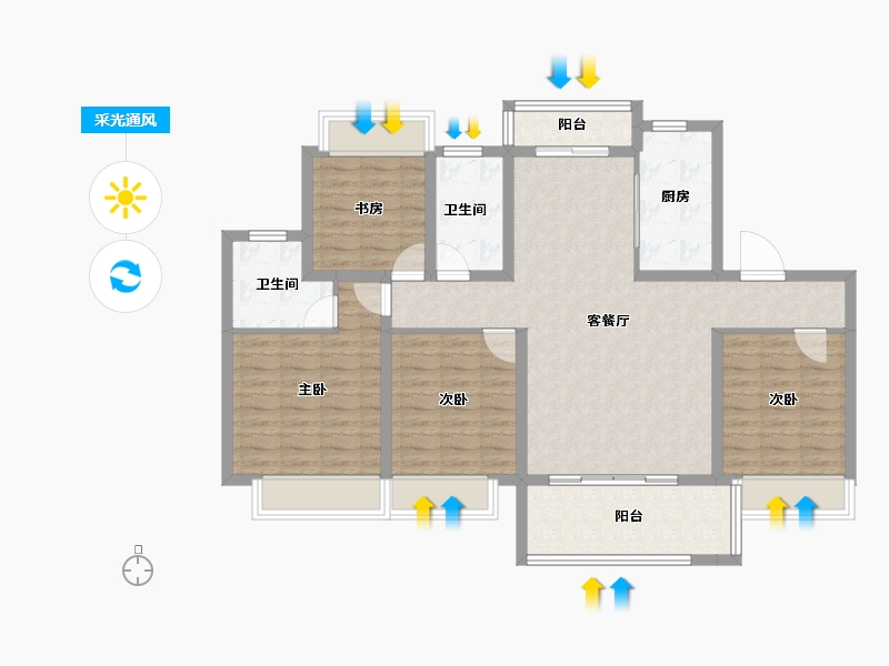 安徽省-巢湖市-含山花园-106.41-户型库-采光通风