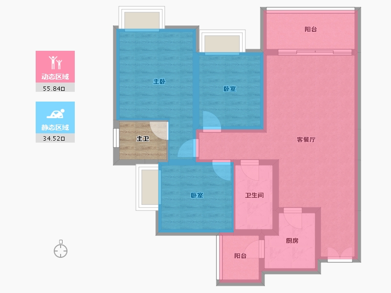 四川省-成都市-江湾府-83.30-户型库-动静分区