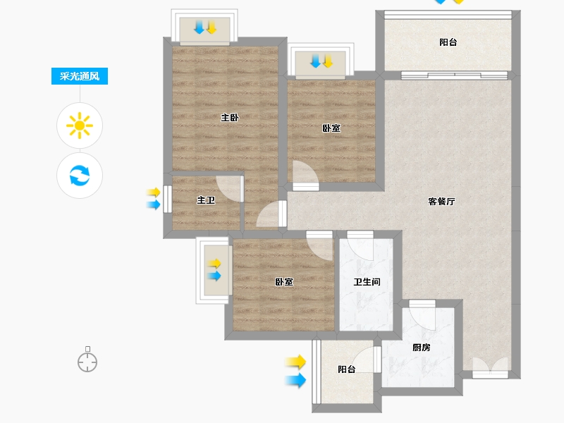 四川省-成都市-江湾府-83.30-户型库-采光通风