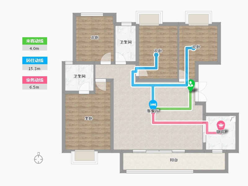 四川省-德阳市-保利国际城中央花园-107.28-户型库-动静线