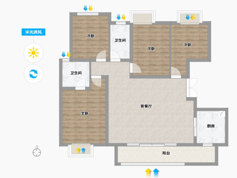 四川省-德阳市-保利国际城中央花园-107.28-户型库-采光通风