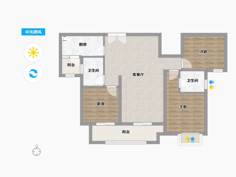 四川省-德阳市-保利国际城中央花园-80.26-户型库-采光通风