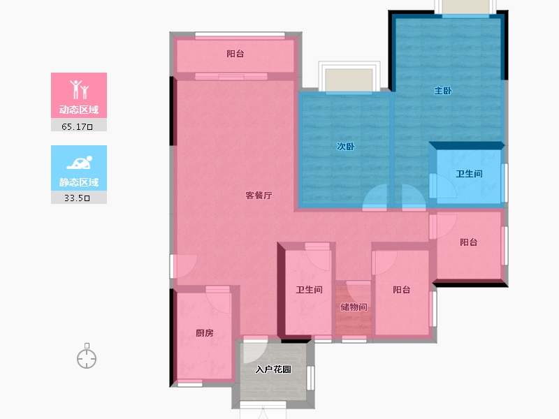 四川省-德阳市-蔚蓝凤凰岛-91.24-户型库-动静分区