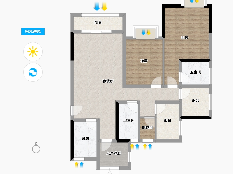 四川省-德阳市-蔚蓝凤凰岛-91.24-户型库-采光通风