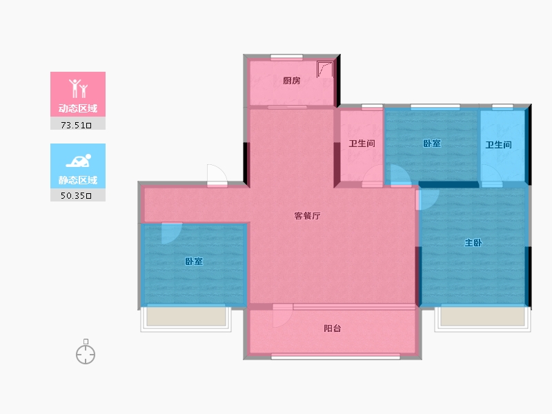 山东省-烟台市-碧桂园凤凰铭著-111.20-户型库-动静分区