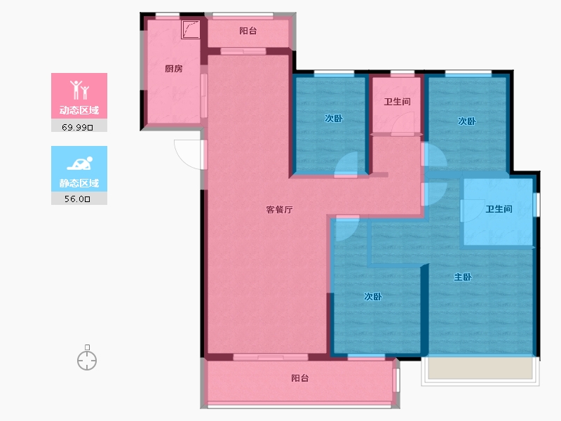 陕西省-咸阳市-天地源君樾坊-111.21-户型库-动静分区