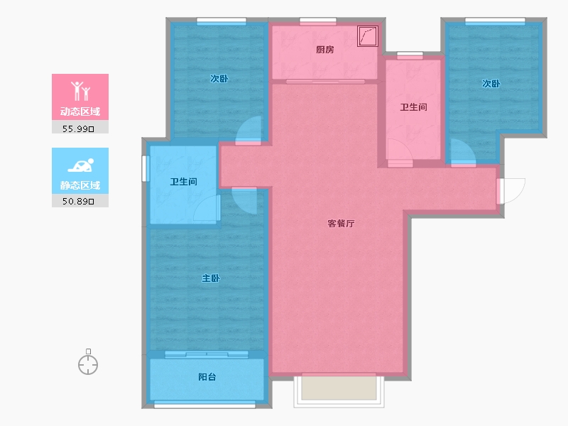 陕西省-咸阳市-玺园-95.20-户型库-动静分区