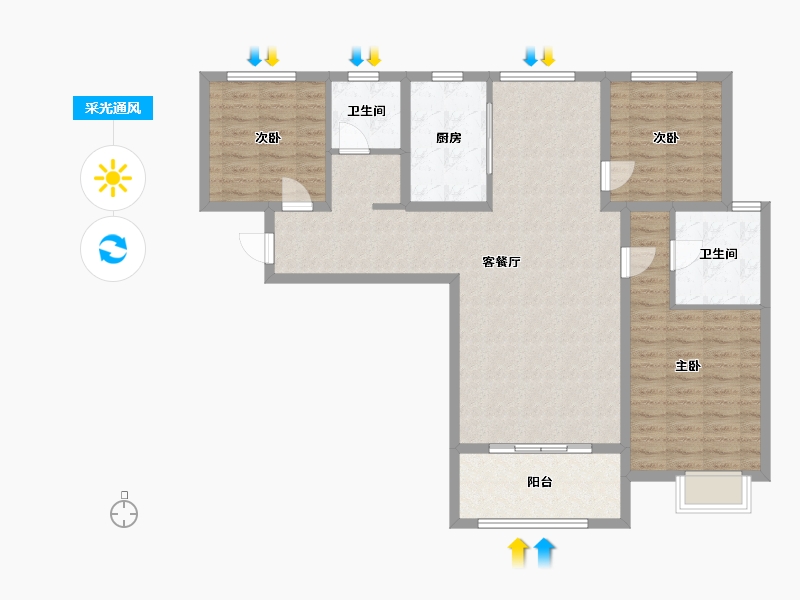 河南省-洛阳市-建业中弘城-104.23-户型库-采光通风