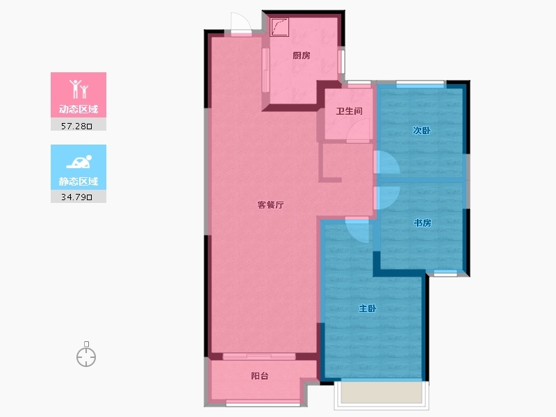 陕西省-咸阳市-天地源君樾坊-81.60-户型库-动静分区