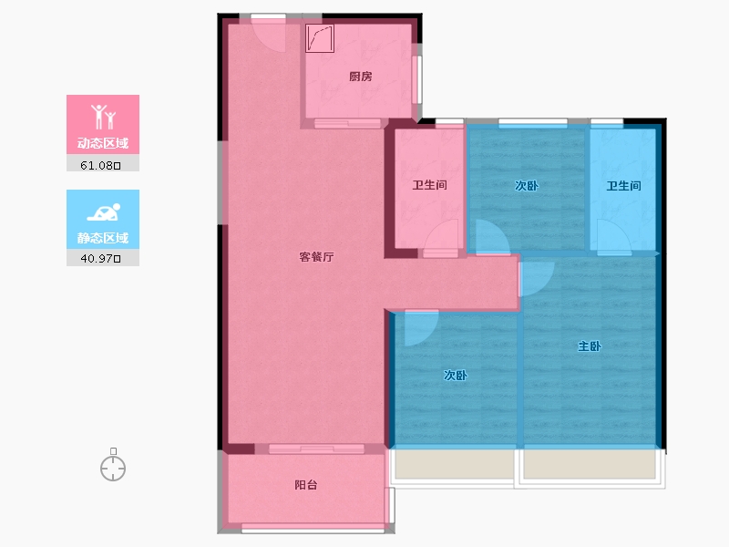 陕西省-咸阳市-碧桂园秦都府-92.00-户型库-动静分区