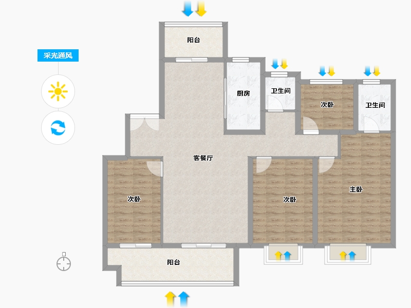 江苏省-镇江市-保集·梧桐墅-124.80-户型库-采光通风