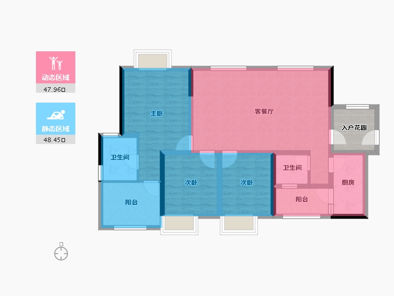 四川省-德阳市-蔚蓝凤凰岛-89.99-户型库-动静分区