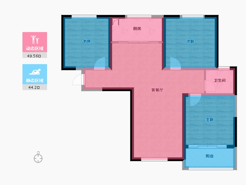 陕西省-咸阳市-玺园-83.65-户型库-动静分区