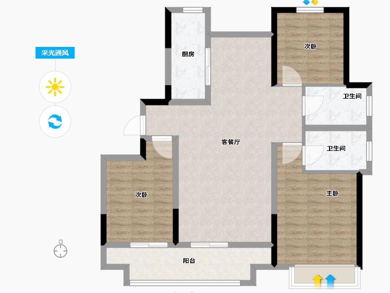 山东省-德州市-百合新城·智信园-100.00-户型库-采光通风