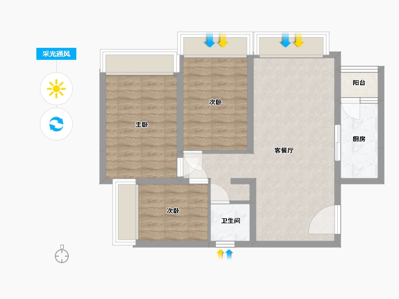 四川省-成都市-欢乐颂-69.43-户型库-采光通风