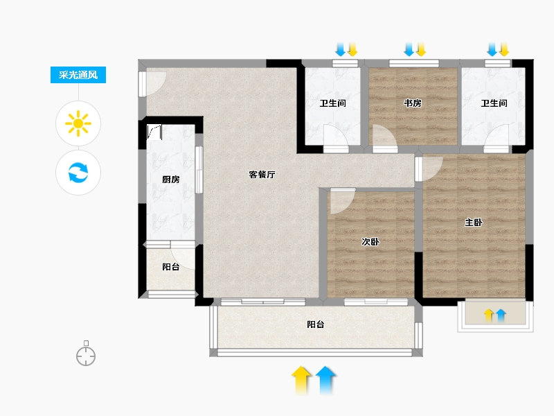 四川省-南充市-上河城二期-90.00-户型库-采光通风