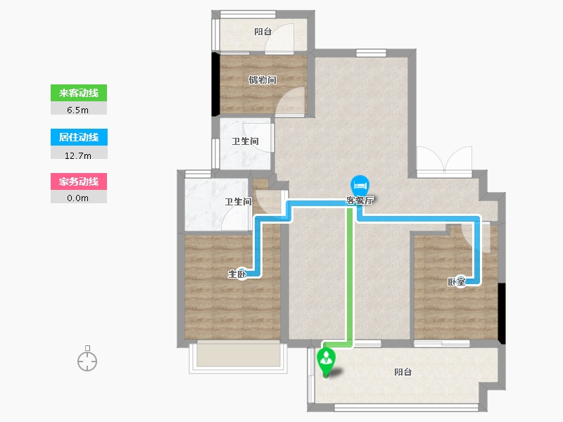 安徽省-亳州市-邦泰·政务壹号-86.40-户型库-动静线