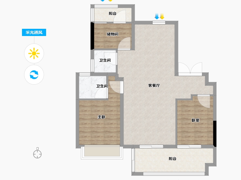 安徽省-亳州市-邦泰·政务壹号-86.40-户型库-采光通风