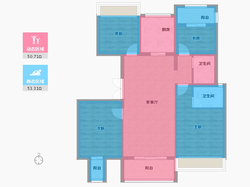 安徽省-巢湖市-中顺观澜府-92.87-户型库-动静分区