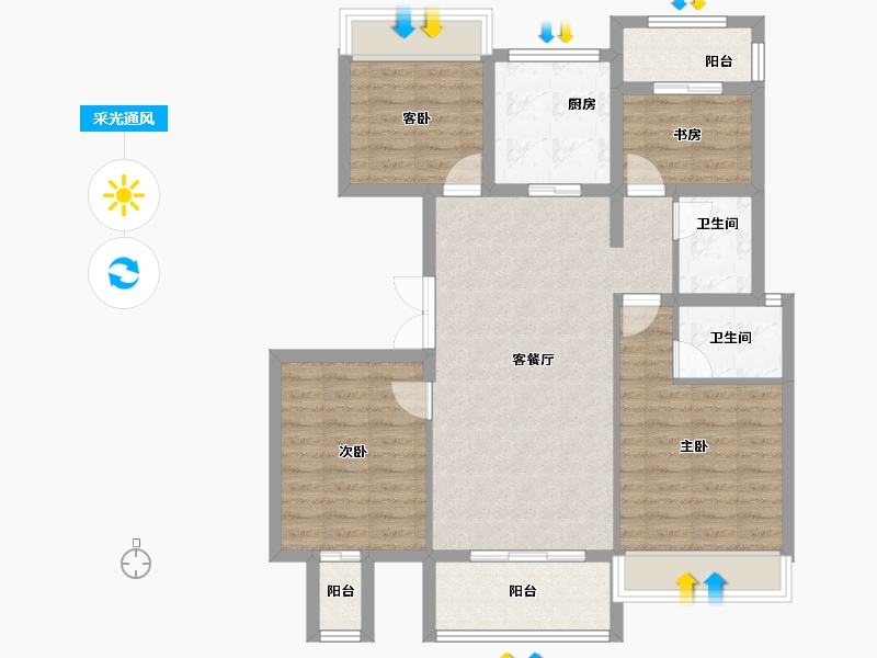 安徽省-巢湖市-中顺观澜府-92.87-户型库-采光通风