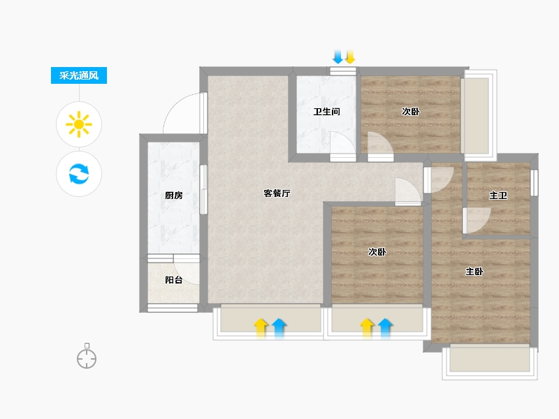 四川省-成都市-欢乐颂-68.56-户型库-采光通风