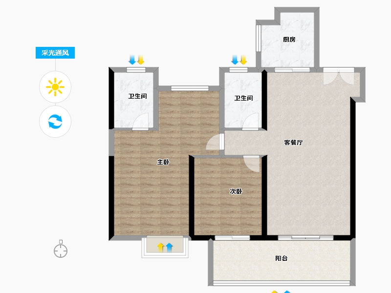 江苏省-镇江市-保集·梧桐墅-103.00-户型库-采光通风