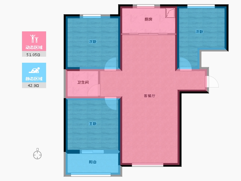 陕西省-咸阳市-玺园-83.43-户型库-动静分区