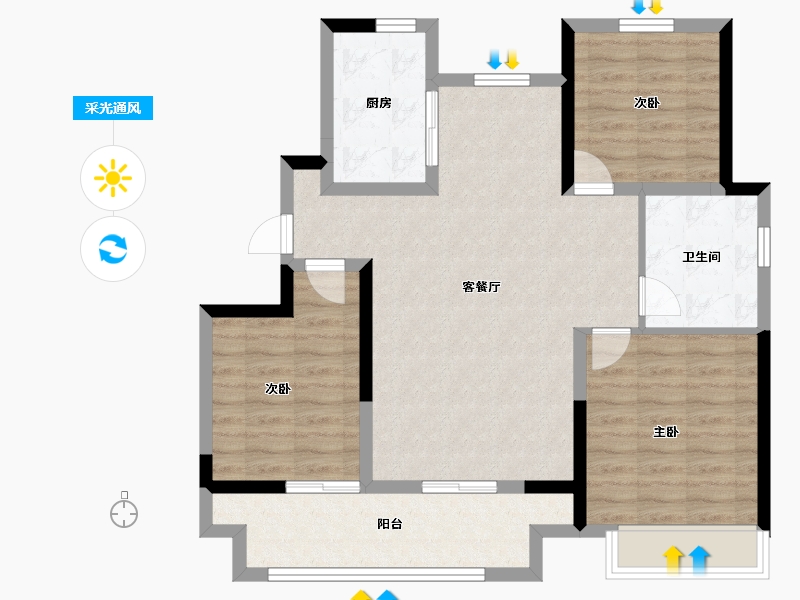 山东省-德州市-百合新城·智信园-87.20-户型库-采光通风