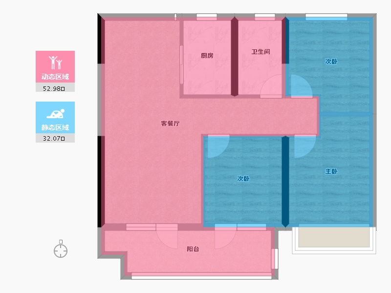 山东省-烟台市-烟台高新吾悦广场-76.13-户型库-动静分区