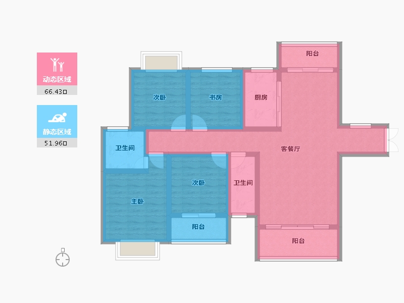 湖南省-邵阳市-广达上邦华府-104.37-户型库-动静分区