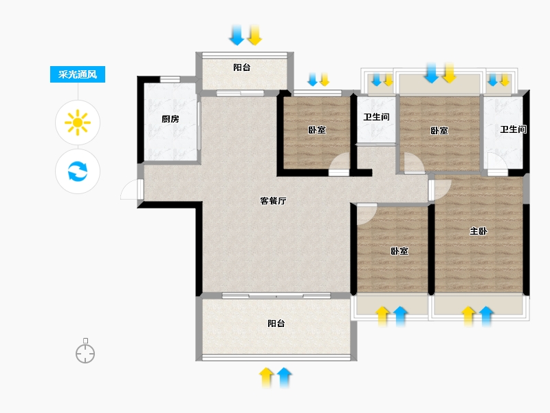 湖南省-邵阳市-邵东碧桂园星钻-115.14-户型库-采光通风