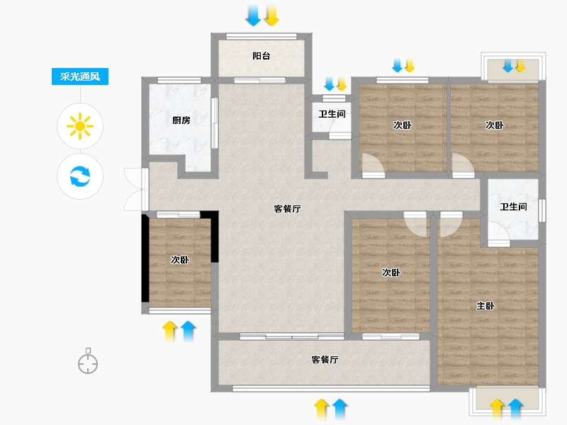 湖南省-邵阳市-汇菁国际-129.17-户型库-采光通风