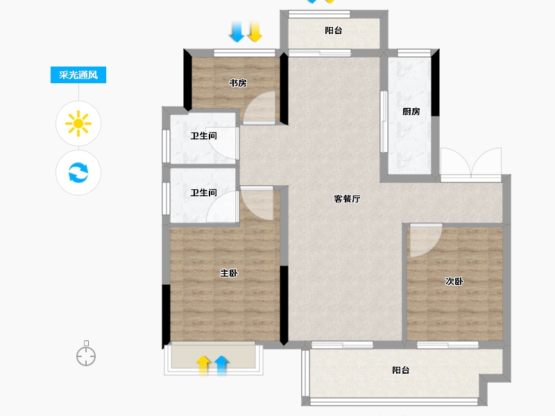 安徽省-亳州市-杭颐师大学府·状元府-94.41-户型库-采光通风