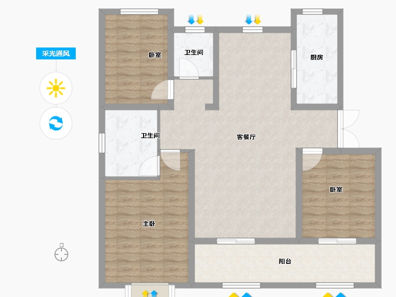 山东省-德州市-学府·豪庭-104.60-户型库-采光通风